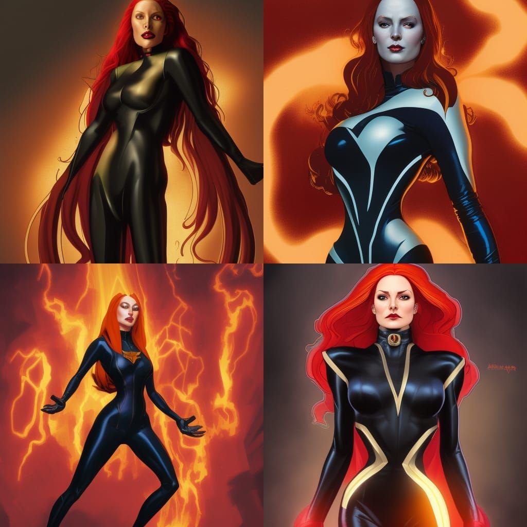 Jean Grey as Black Queen in Comic Art Style