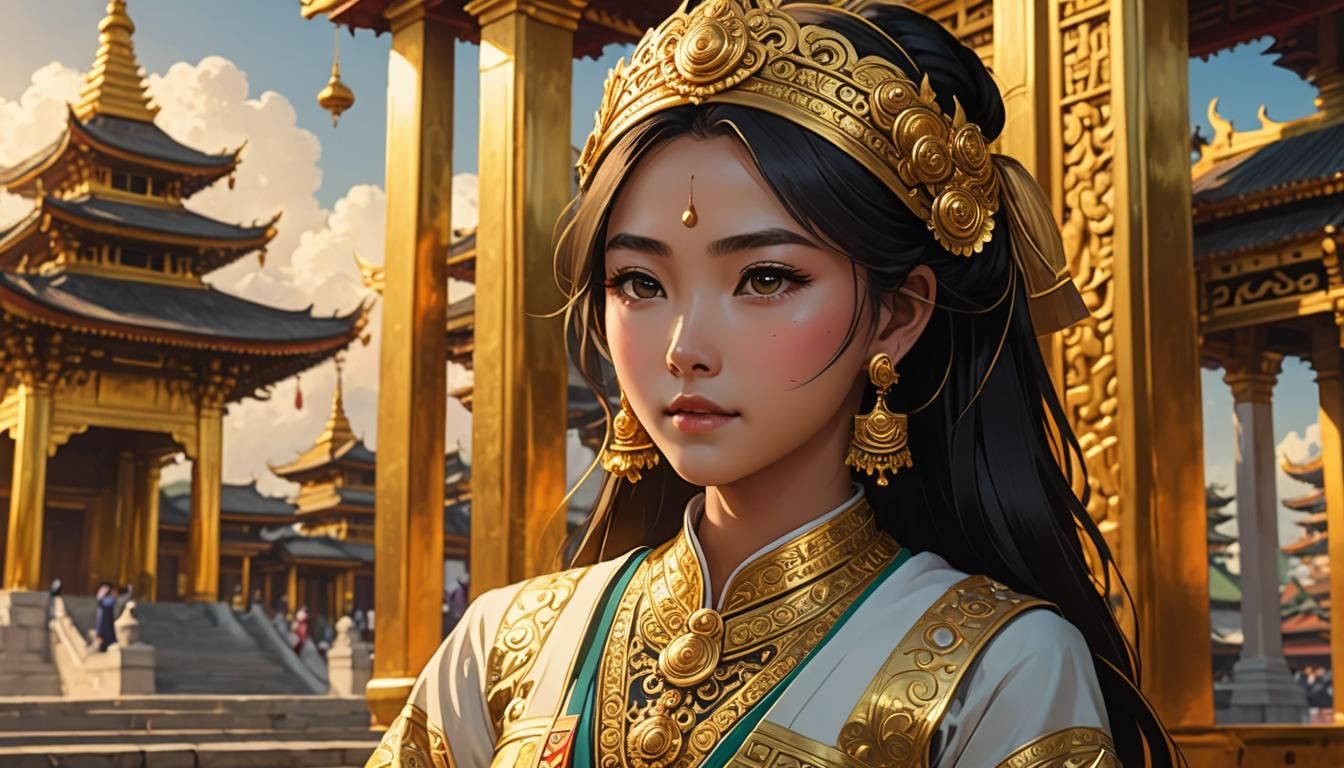 Myanmar scene in anime style.