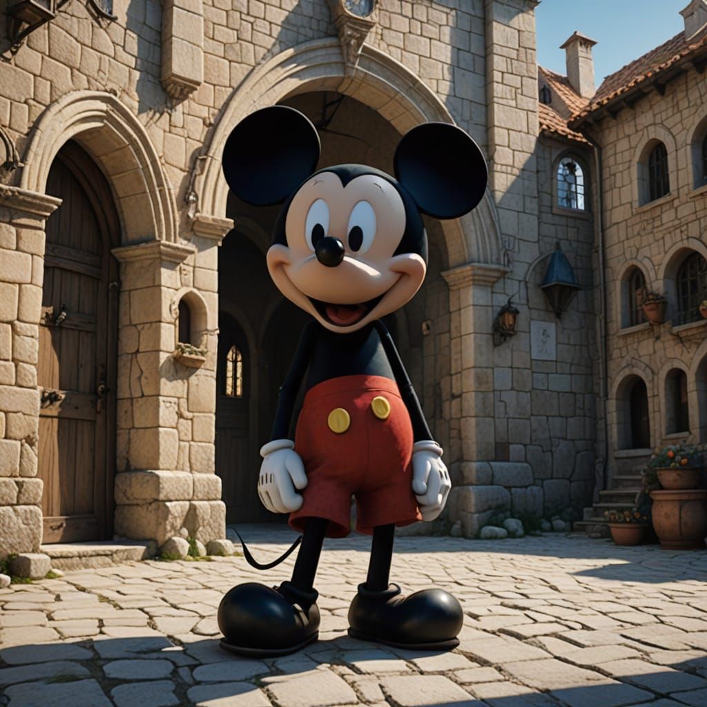 Surreal Encounter: Mickey Mouse Meets a Mousy Nemesis in a T...