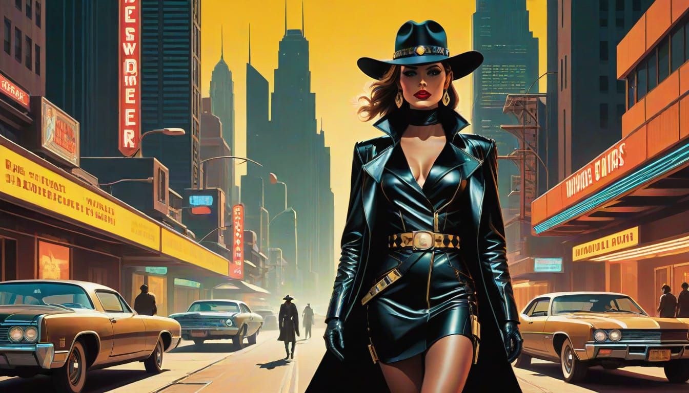 Cosmic Cowgirl Blazes Through Retro Futuristic City
