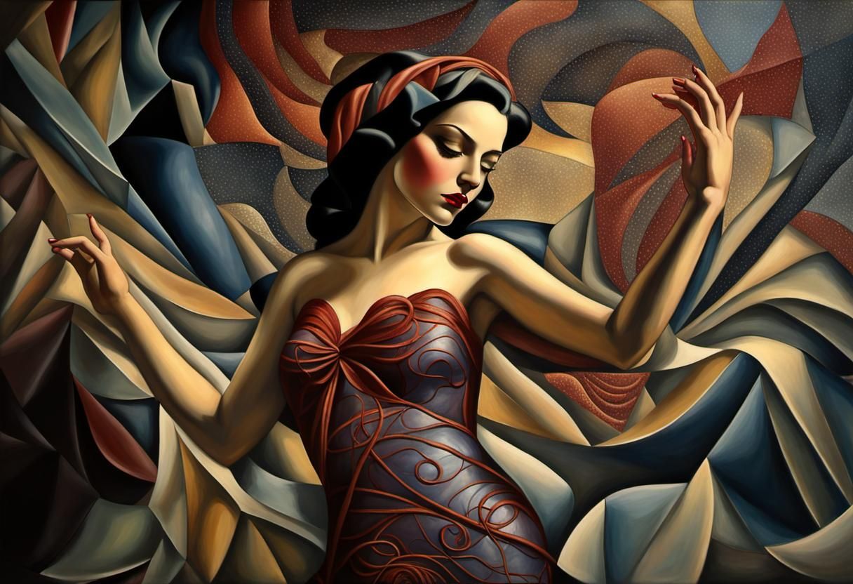 Chromoshadow Dance: Impasto Art Deco Image