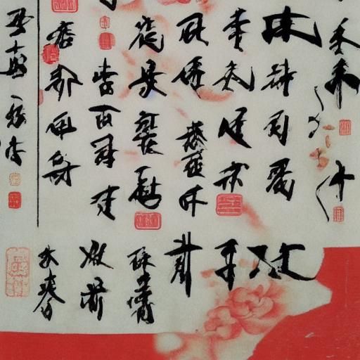 Surreal Chinese Postcard with Narcissus and Calligraphy