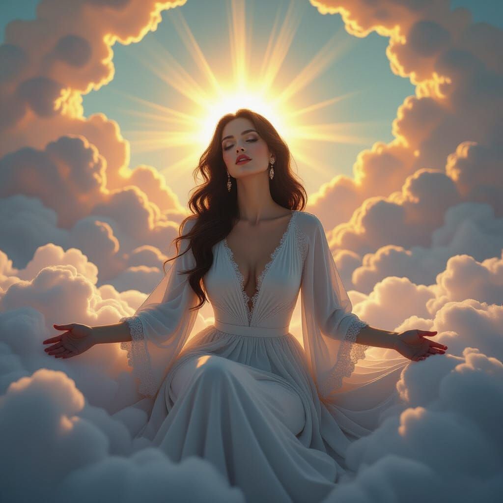 Heavenly Figure in Synthwave Surrealism