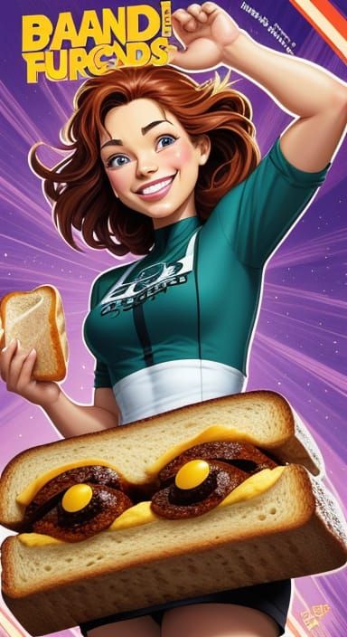 Charming Cartoon Girl Smiles on Toast