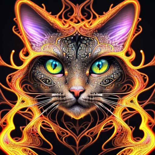 Fiery Cat Spirit in Photorealistic CGI Render