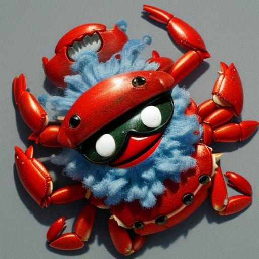 Crabs Adorned with Wigs: A Humorous Scene