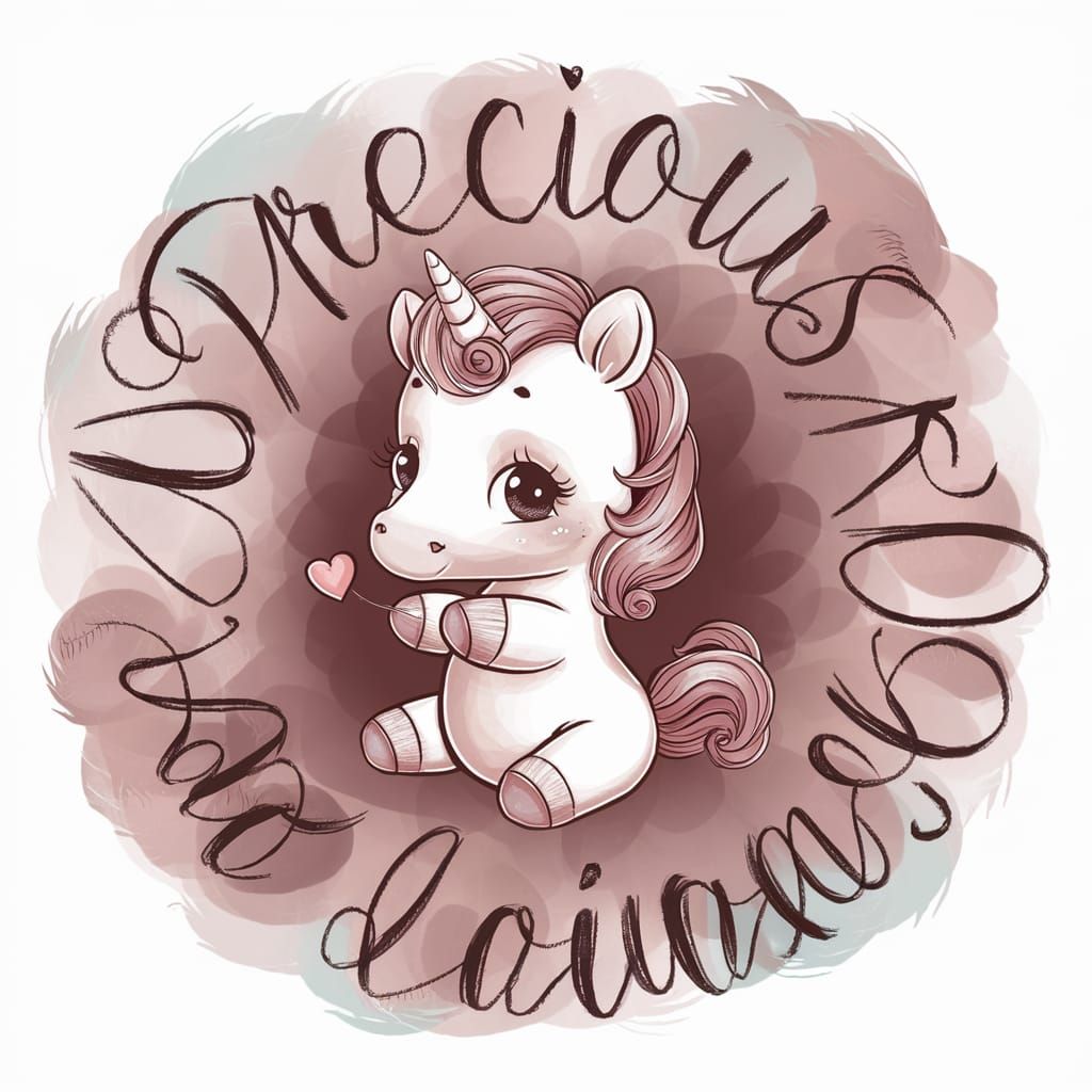 Perfect Anatomy Chibi unicorn typography says precious