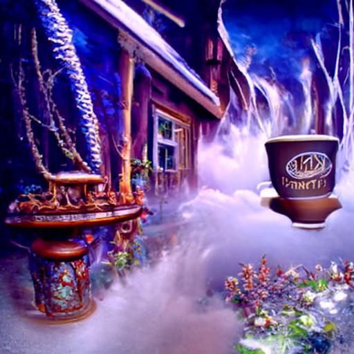Ethereal Coffee Cup: Dreamy Hyperdetailed Kinkade Style