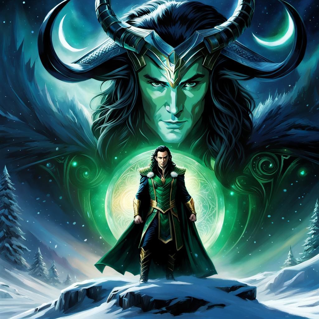 Loki in Snow at Dawn: Detailed Digital Art
