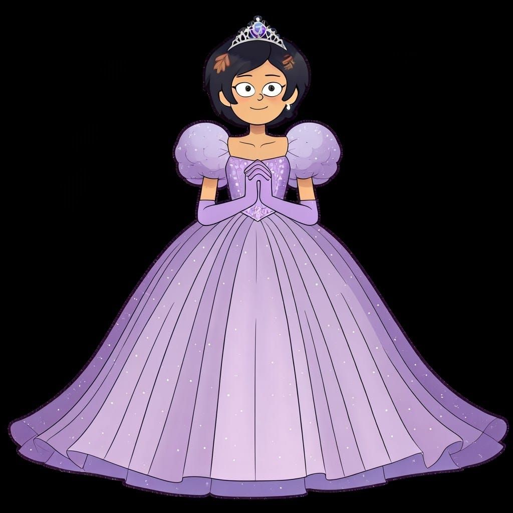 Tween Girl in Lavender Ball Gown with Tiara and Gloves