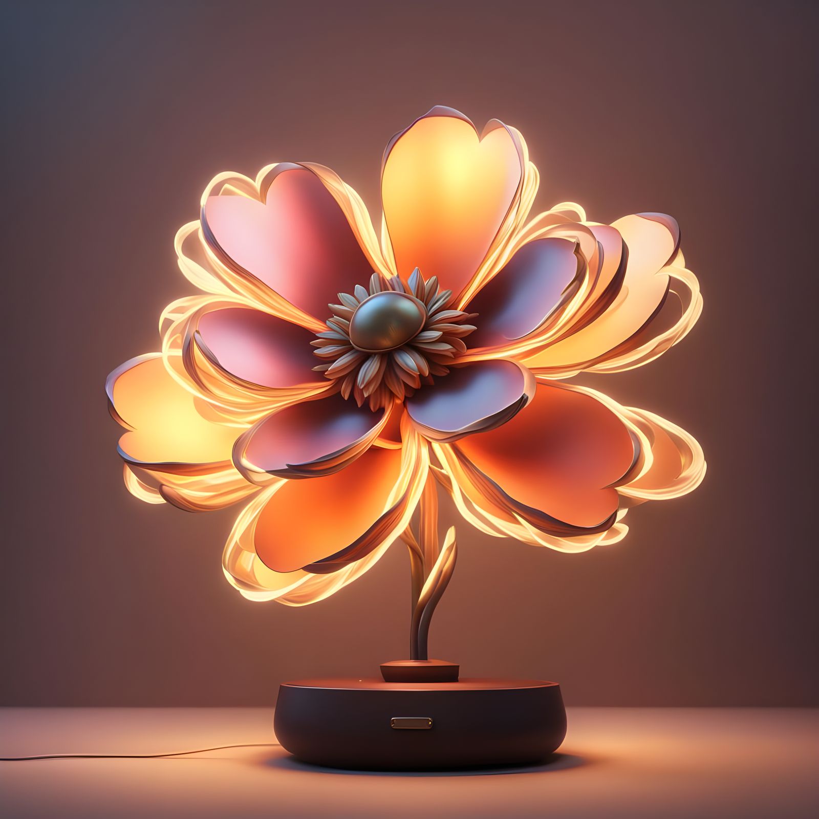 Glowing Petal Flower Lamp in Detailed Matte Painting