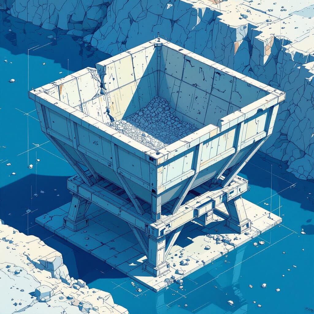 Technical Drawing of Damaged 18m³ Quarry Hopper