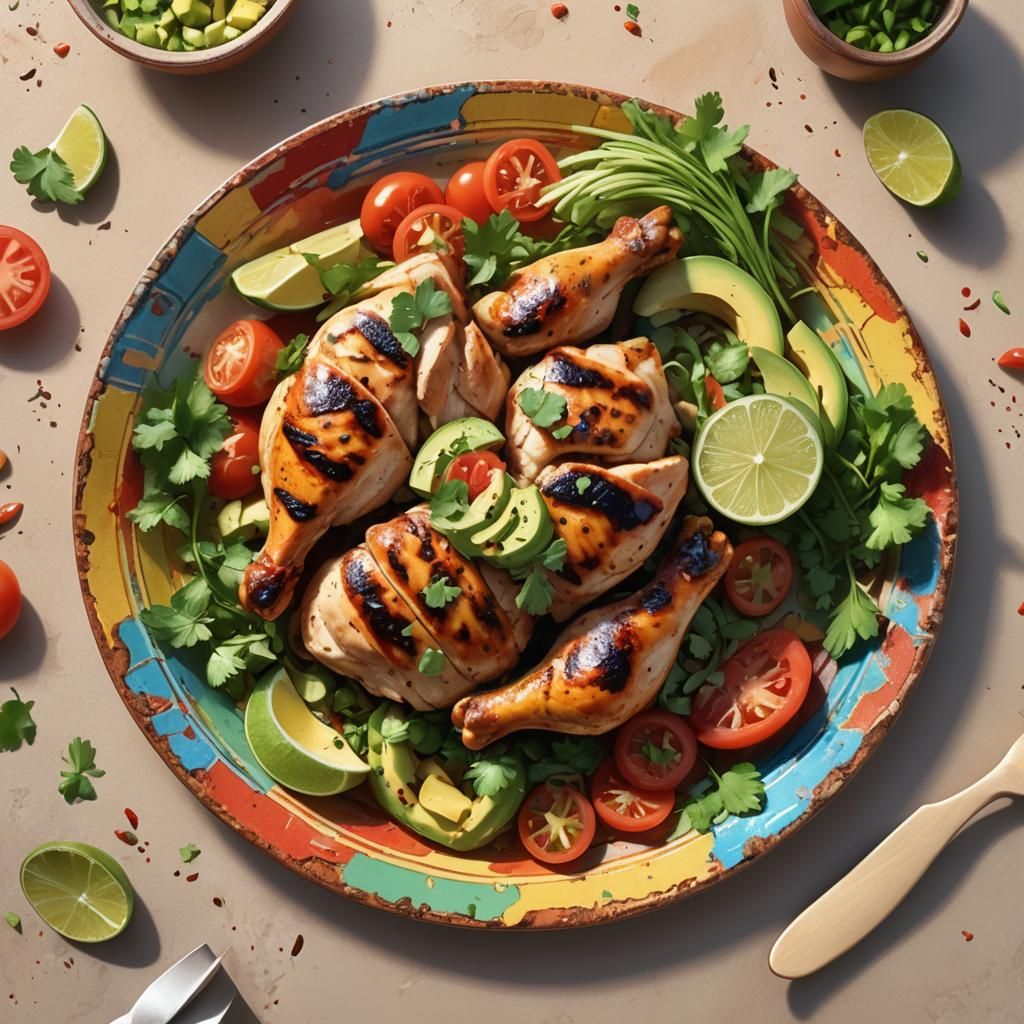 Vibrant Chicken Tacos in 3D Anime Art