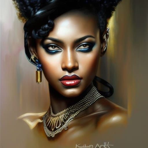 Neo-Victorian African Female Portrait in Artgerm Style