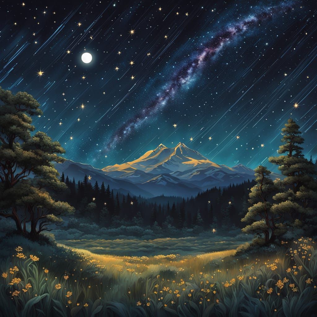 the night sky reveals countless stars shimmering on a velvet...