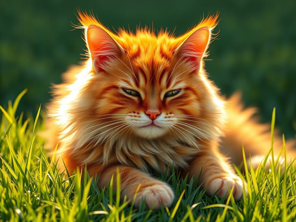 Vibrant Orange Cat Basks in Golden Sunlight