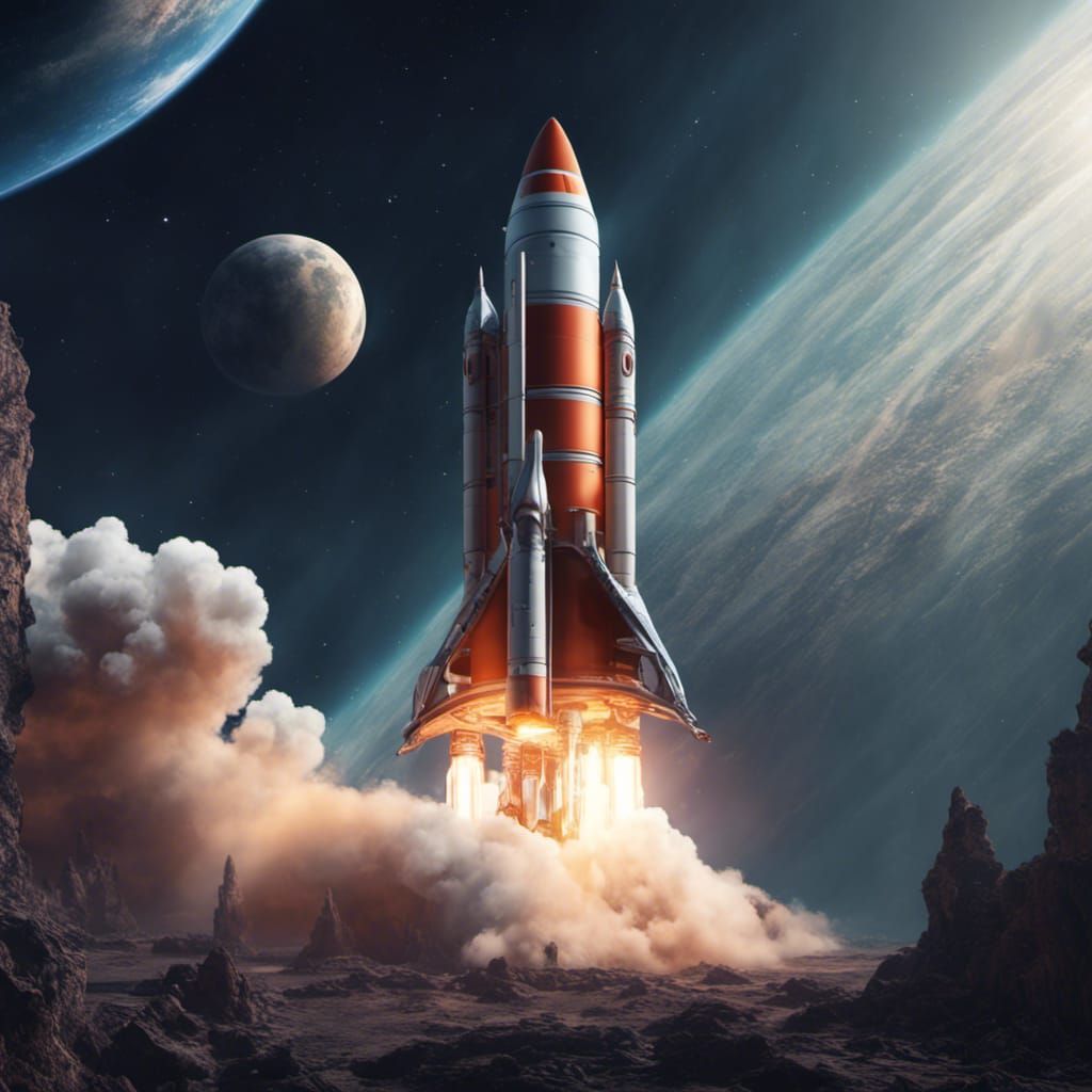 Detailed Rocket Soaring Through Space