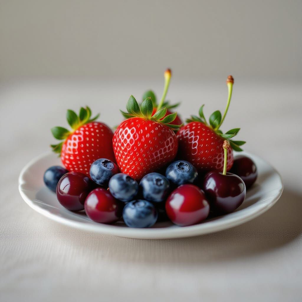 Cinematic Still Life of Berries and Currants