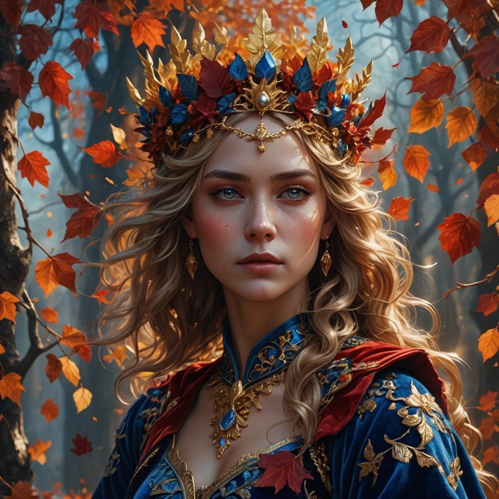 Autumn Queen Portrait in Dark Fantasy Style