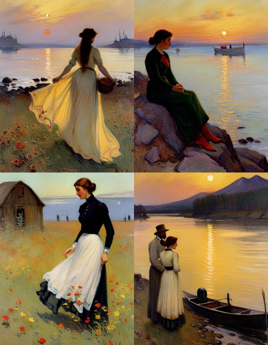 Tonalist Landscape Painting in Birge Harrison Style