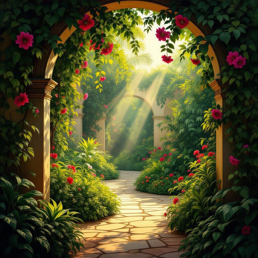 African Secret Garden with Mystical Jungle Aesthetic