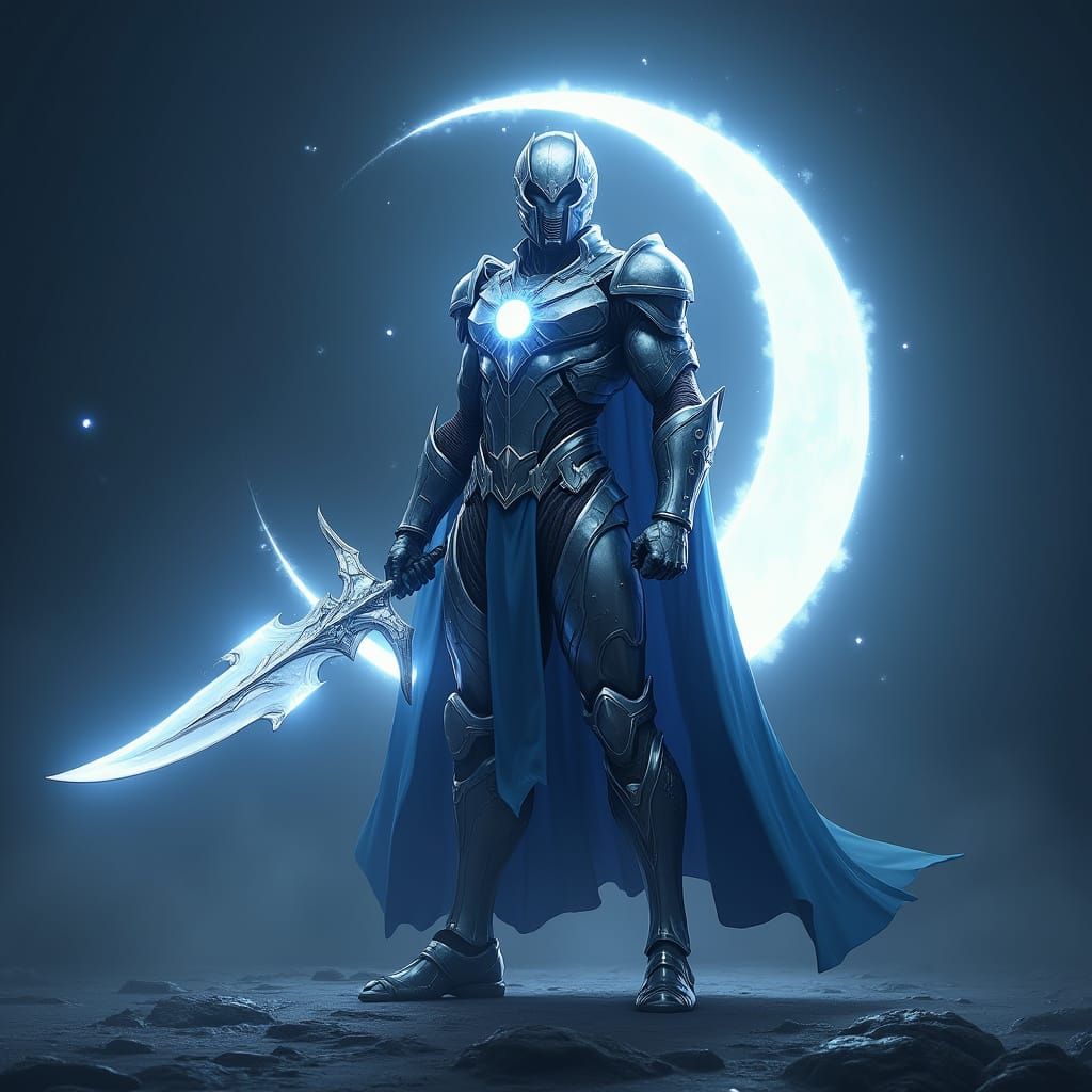 Moonlit Crusader: A Hyper-Realistic Superhero of Lunar Propo...