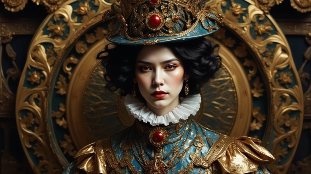 Moliere Portrait in Baroque Art Nouveau Style