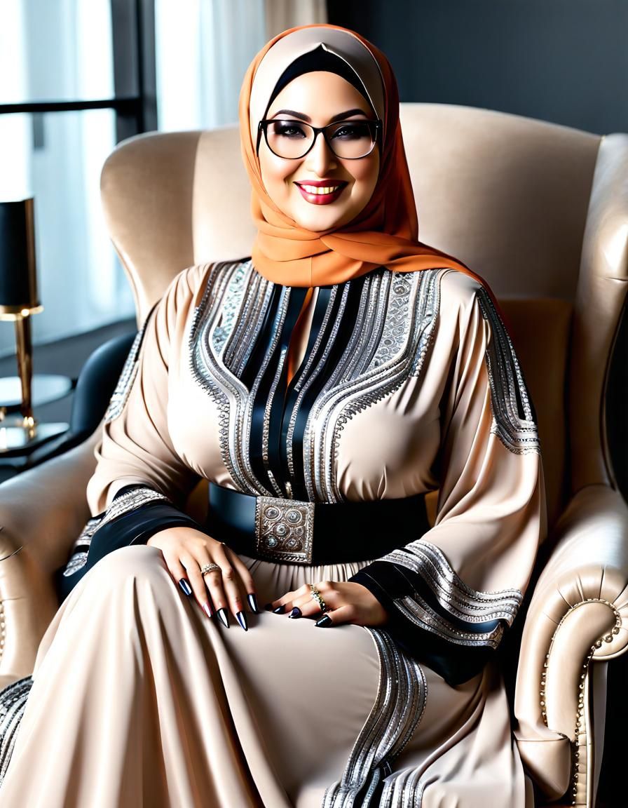 Portrait of Middle Eastern Woman in Glass Dress