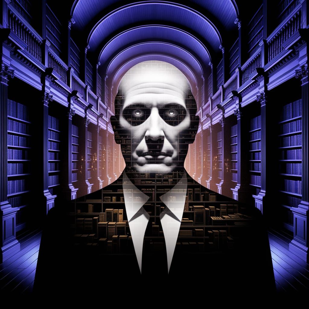 Ethereal Gothic Attorney in a Haunting Dark Library Scene