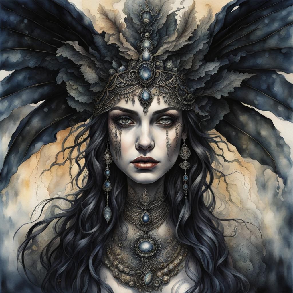 Mistress of Shadows: Nyx in Watercolor Painting