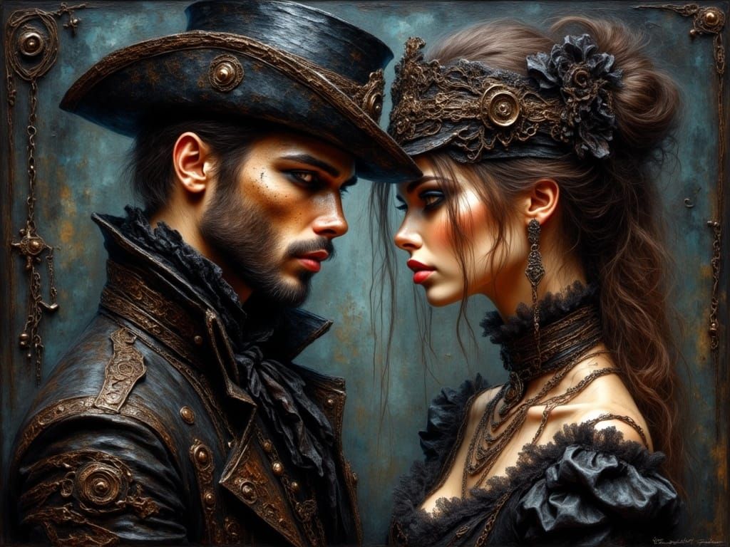 Ethereal Lovers in Macabre Pirate Attire