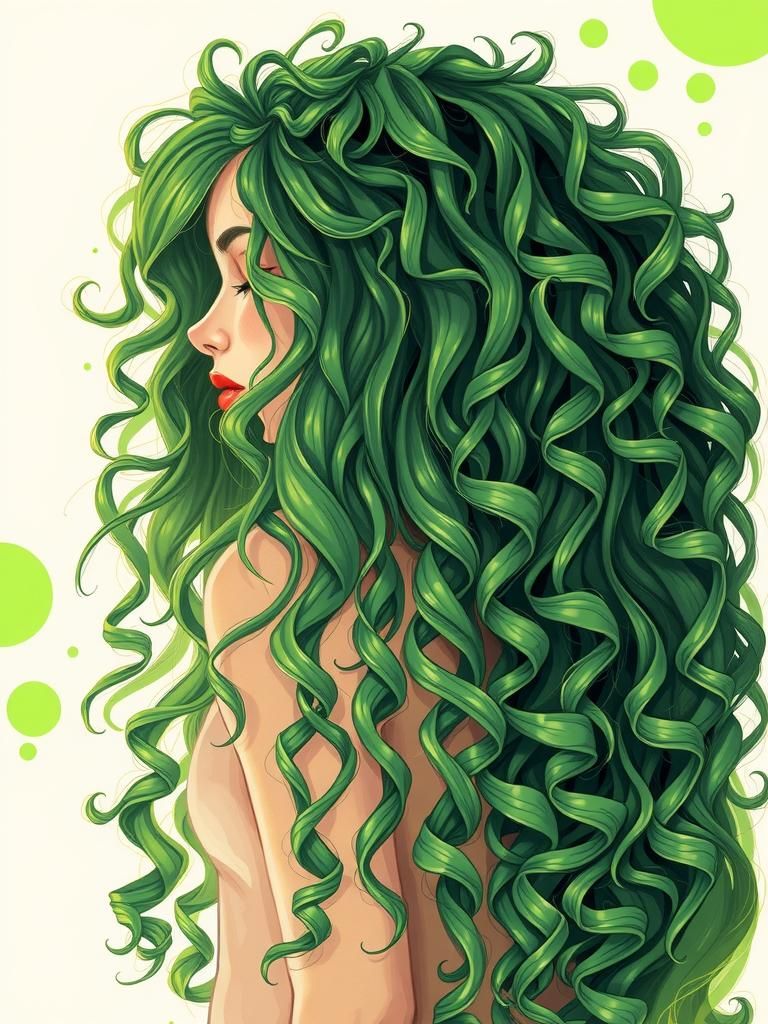 Green-Haired Woman in Digital Portrait Style