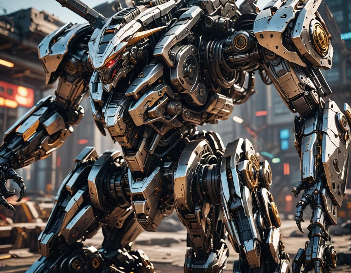 Intricate Mech Details in Cinematic Sci-Fi Style
