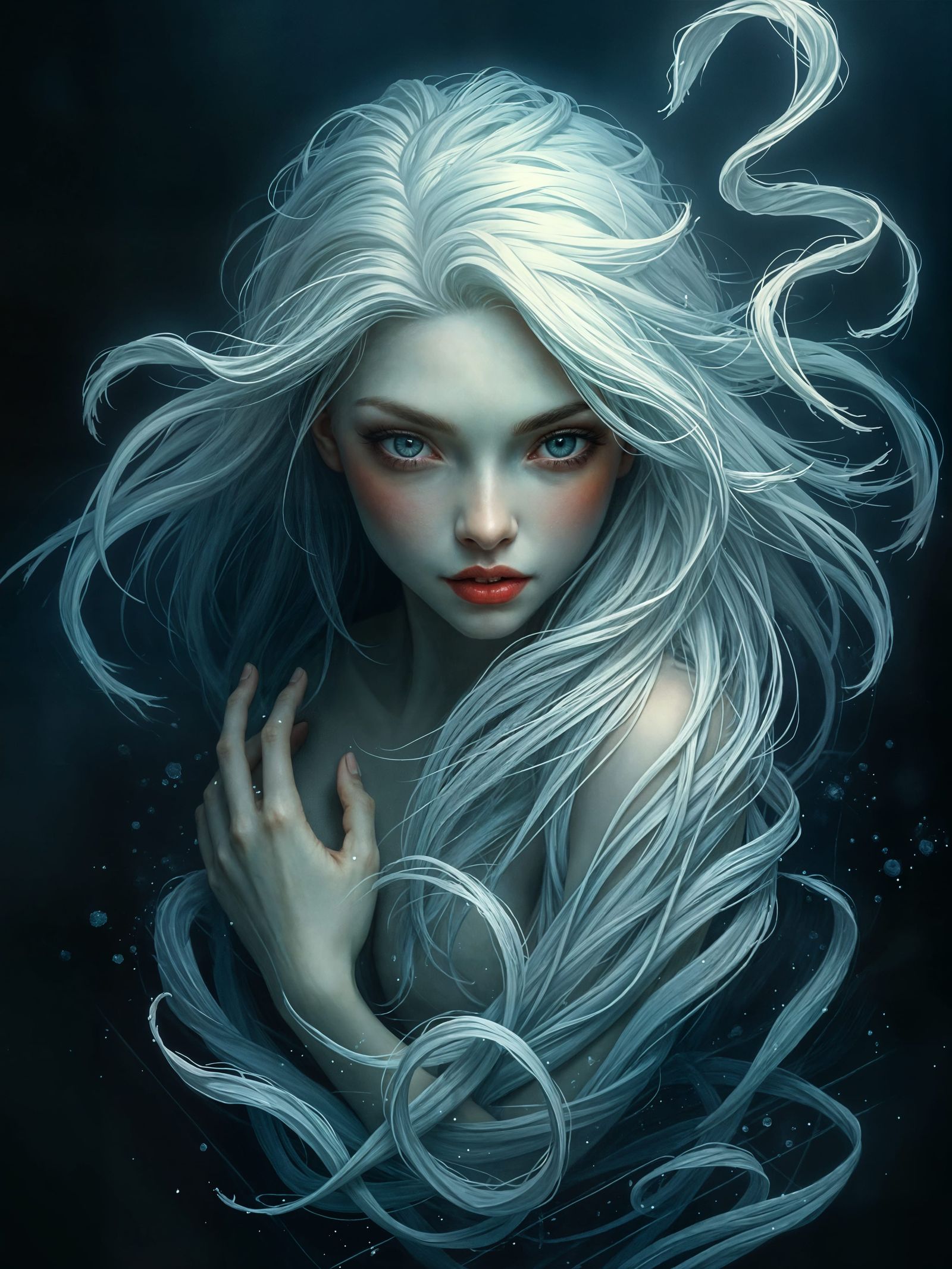 Ethereal Selkie in Ink and Oil Painting