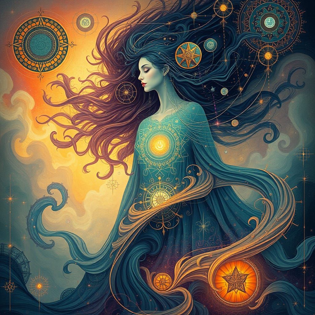 Ethereal Brand Goddess in Vibrant Abstract Symbolism