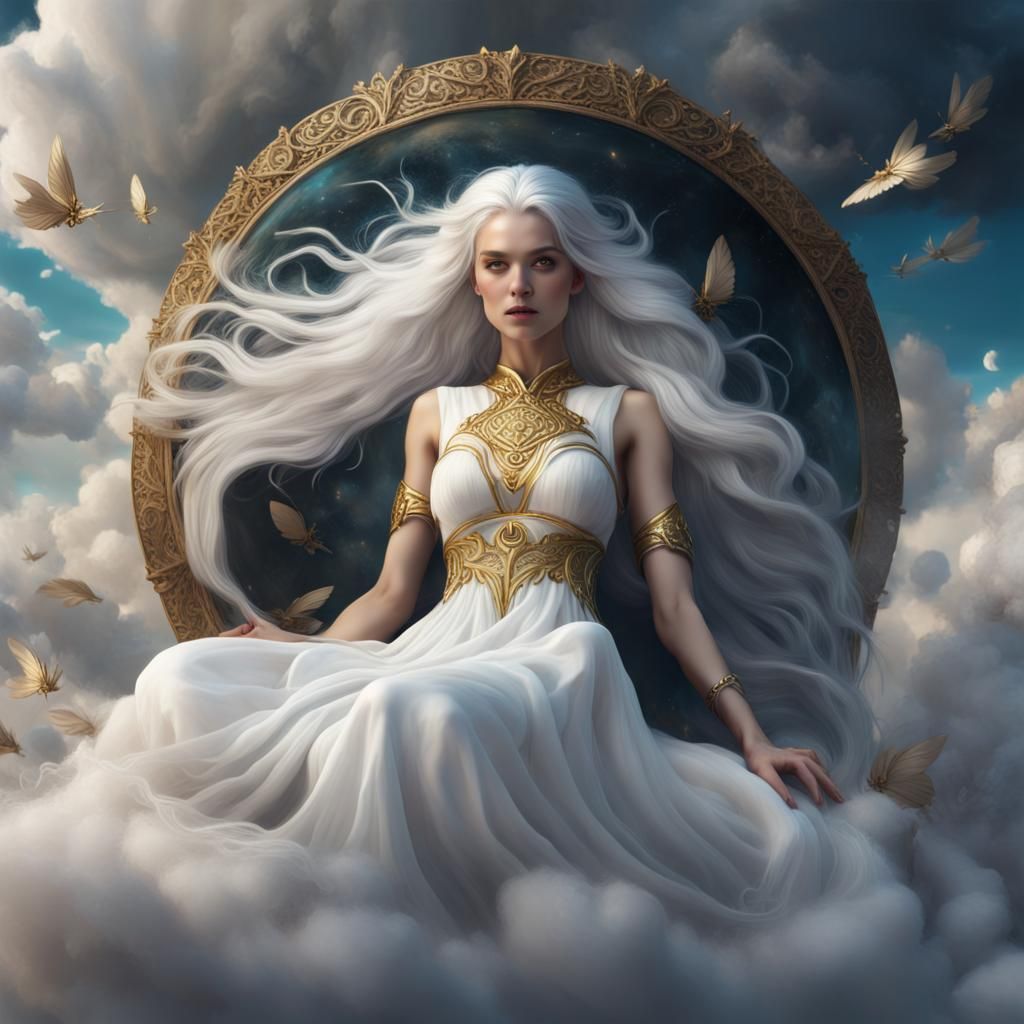 Ethereal Air Spirit on a Cloud, Fantasy Art