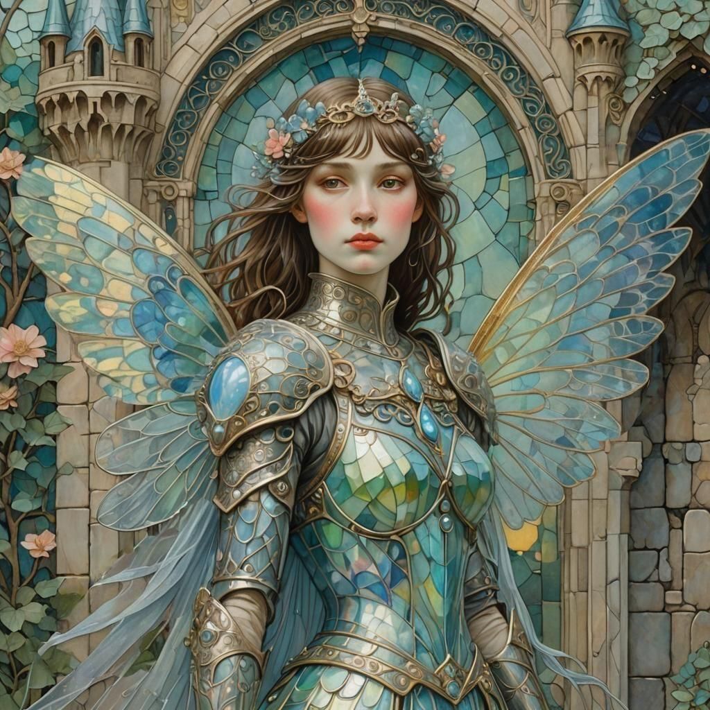Fairy Warrior in Art Nouveau Style