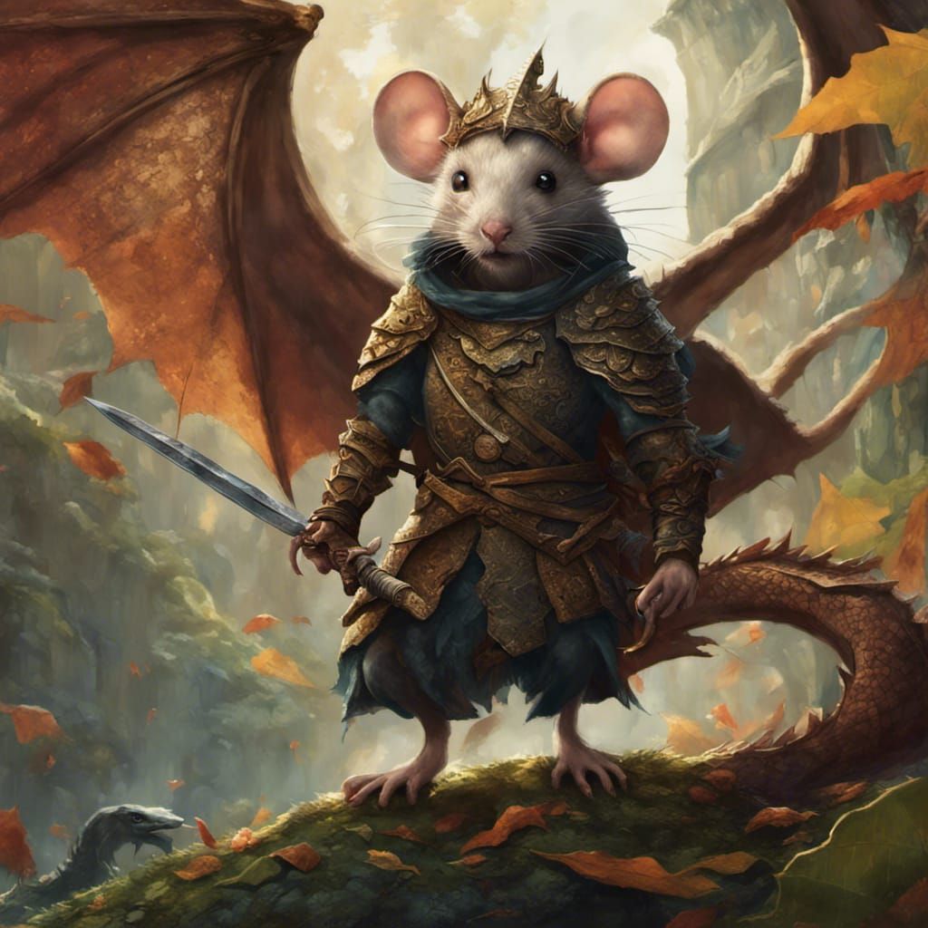 Warrior Mouse Riding Dragon: Fantasy Concept Art