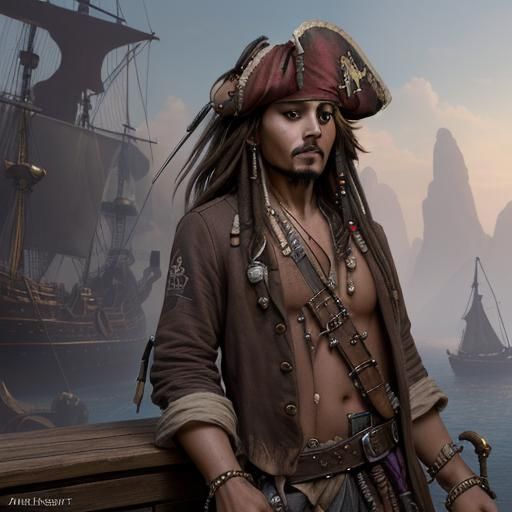 Detailed Matte Painting of Jack Sparrow
