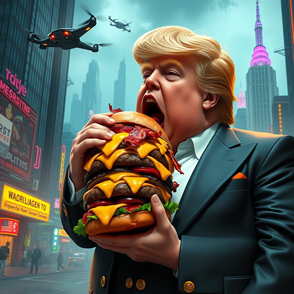 Trump in Cyberpunk Burger Bonanza