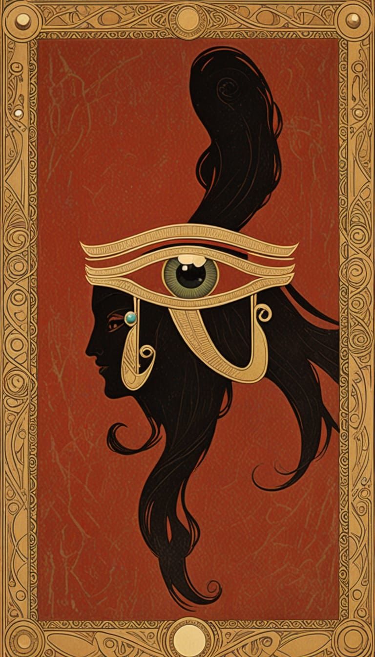 Ancient Egyptian Art Nouveau Tarot Card with Eye of Horus