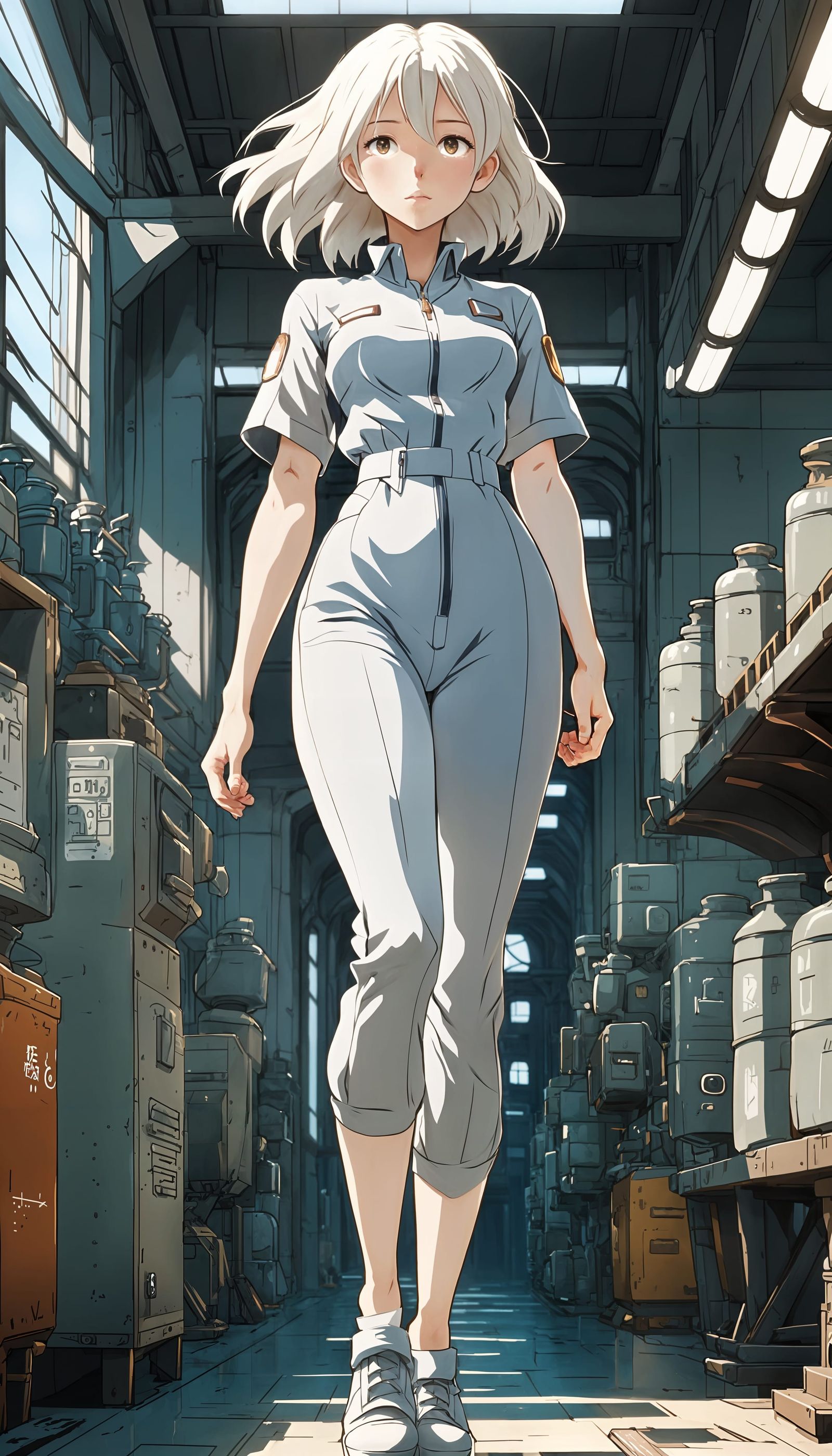 Albino Woman in Jumpsuit: Anime Key Visual