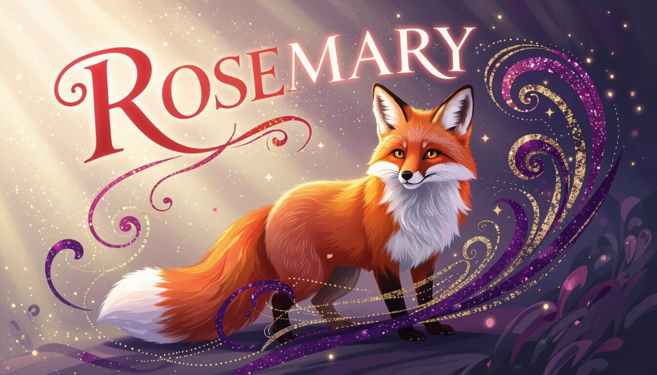 Whimsical Fox with Luminous Name in Fantasy Storybook Style