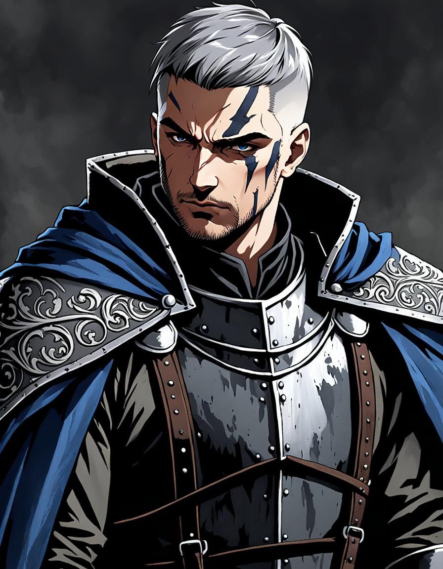 Sinister Medieval Soldier with Scarred Face