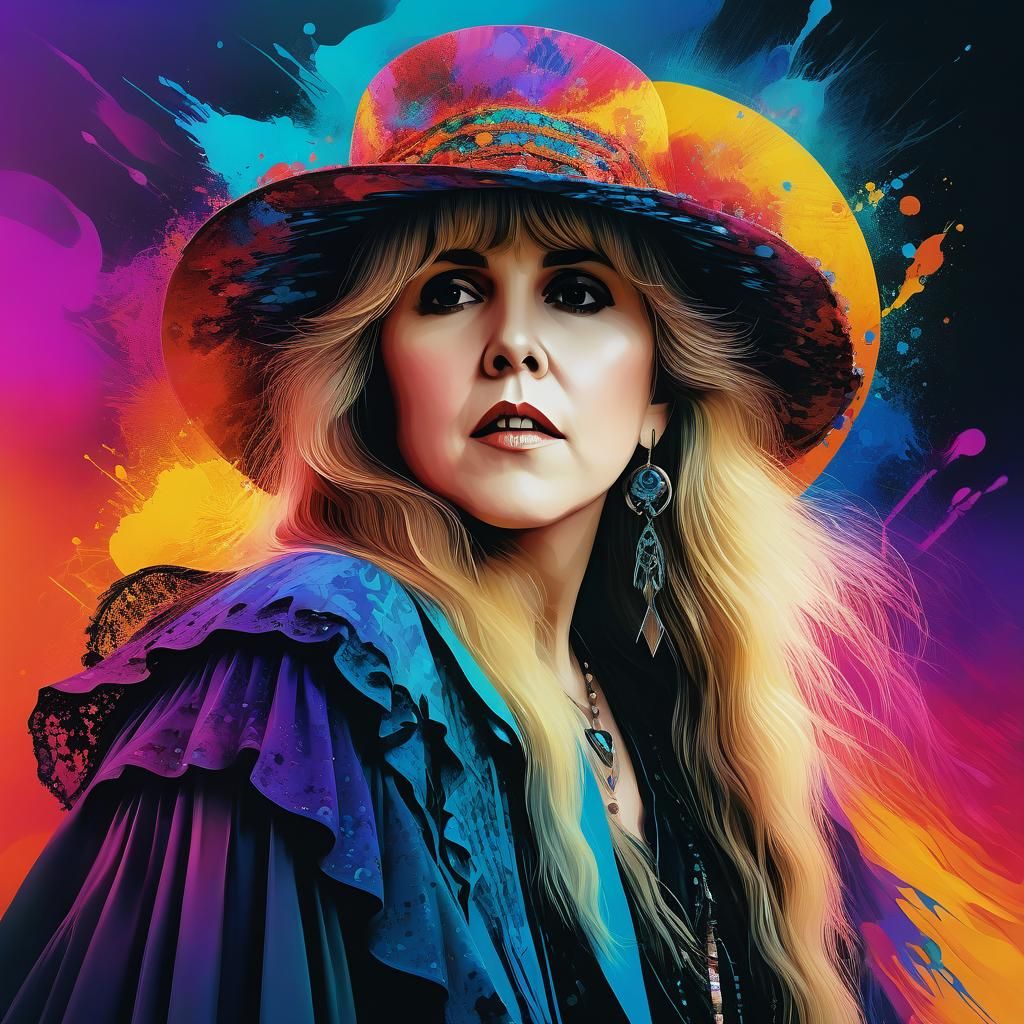 Stevie Nicks Portrait in Modern Abstract Style