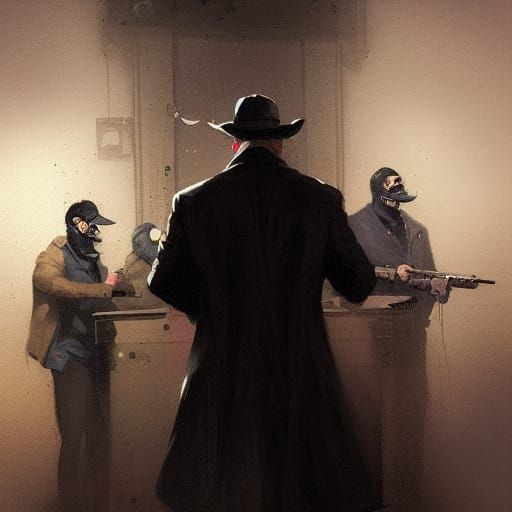 Sinister Bank Robbery by Greg Rutkowski