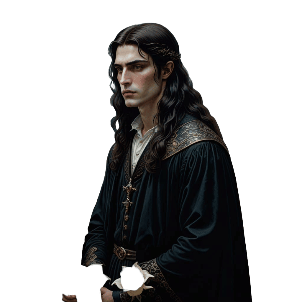 Vampire in Moonlit Garden: A Pre-Raphaelite Vision