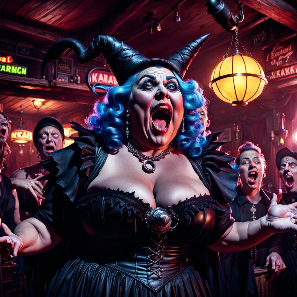 Grotesque Witch at Dilapidated Karaoke Bar
