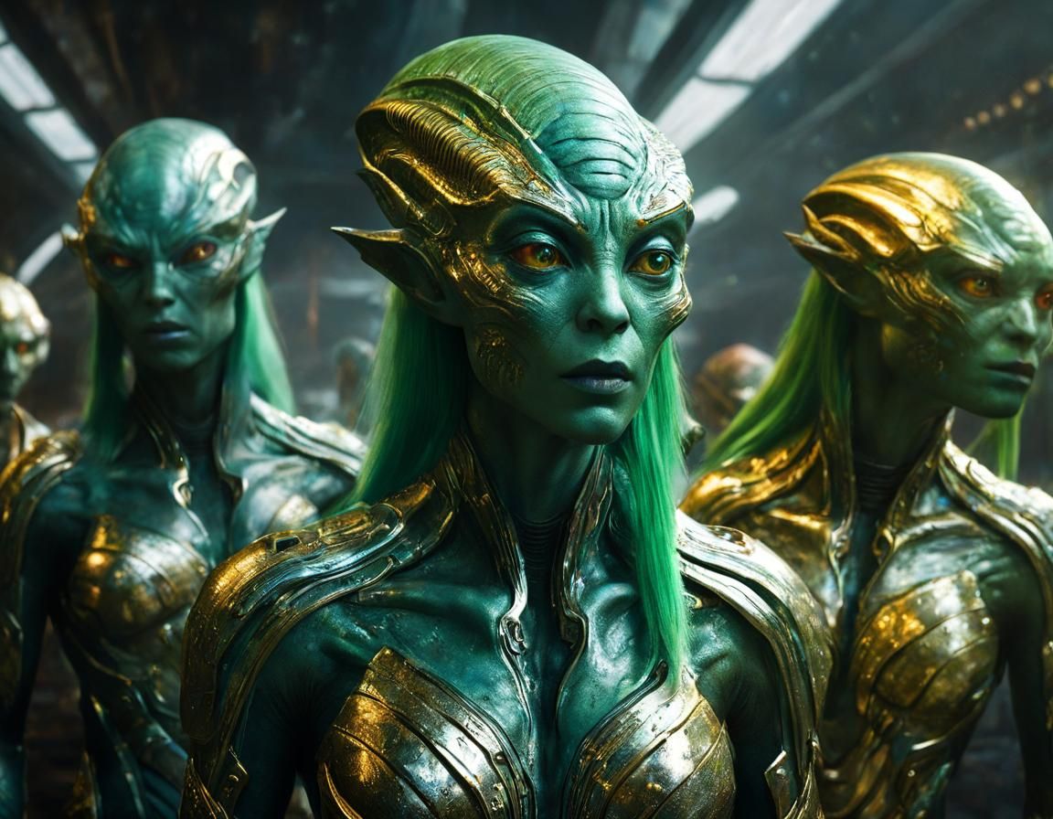 Hyperrealistic Sci-Fi Alien Greets Human Friends