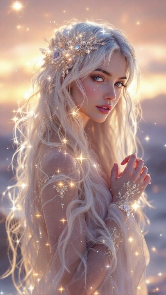 Celestial Goddess in Dawn's Golden Light